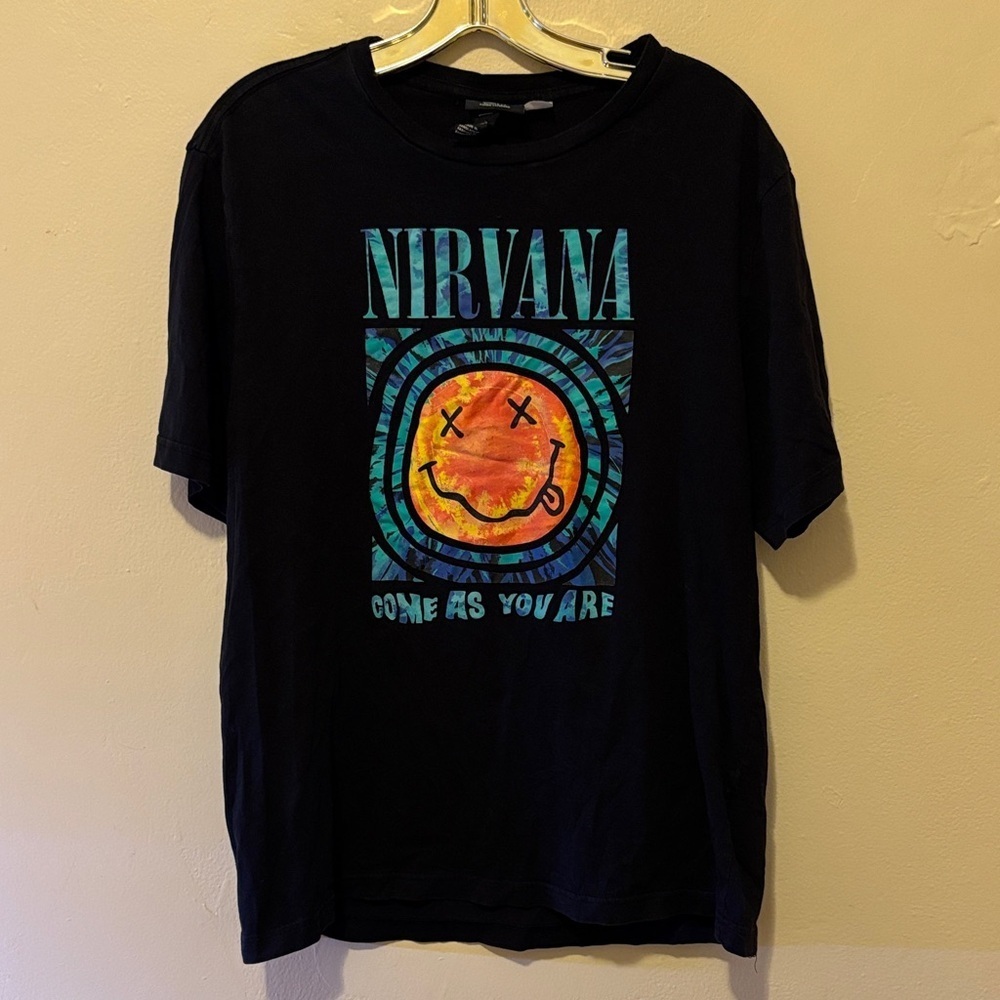 NIRVANA Black Tee with Colorful Graphic